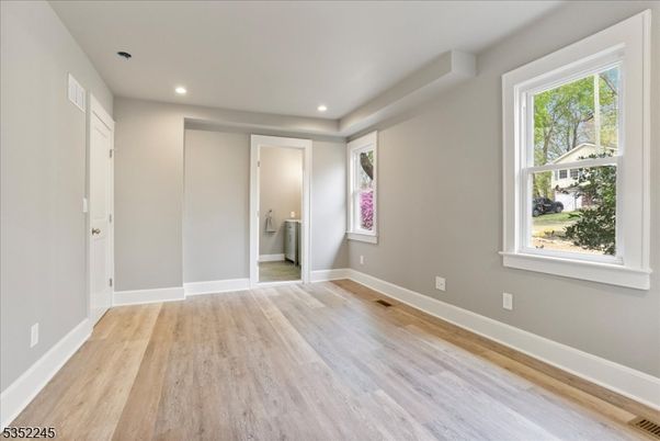 Bathroom, Empty room, Interior, Recessed Lighting, Wood Texture Flooring