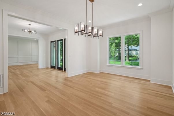 Empty room, Interior, Pendant Lights, Recessed Lighting, Wood Texture Flooring