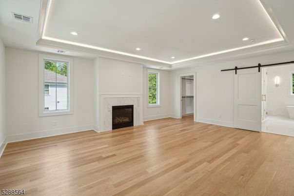 Empty room, Fireplace, Interior, Recessed Lighting, Wood Texture Flooring