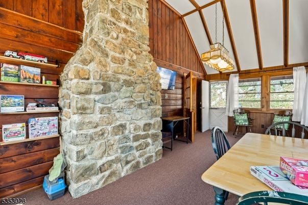 Interior, Pendant Lights, Stone Walls, Wooden Walls