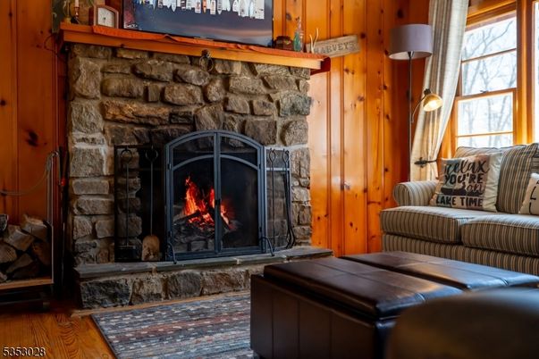 Fireplace, Interior, Stone Walls, Wooden Walls