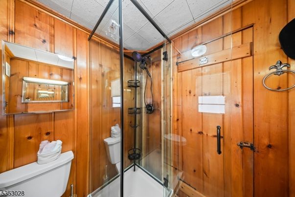 Bathroom, Glass Shower, Interior, Wooden Walls