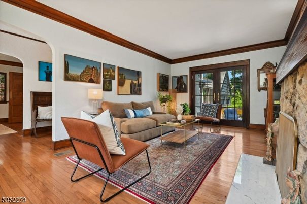 Fireplace, Interior, Living room, Stone Walls, Wood Texture Flooring