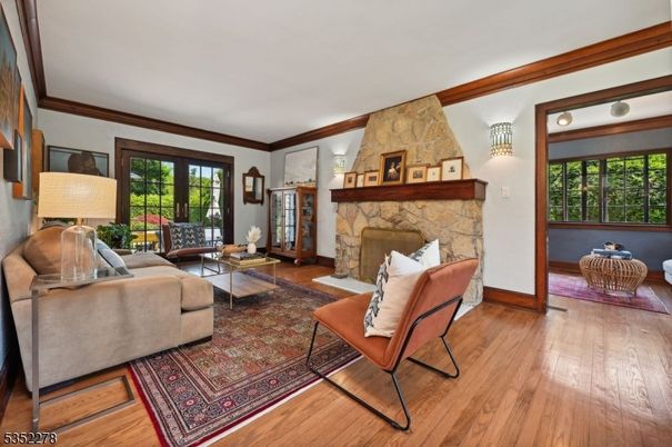 Fireplace, Interior, Living room, Stone Walls, Wood Texture Flooring