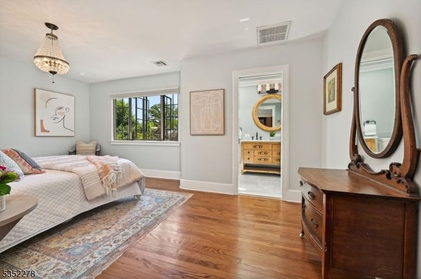 Bedroom, Interior, Pendant Lights, Recessed Lighting, Wood Texture Flooring