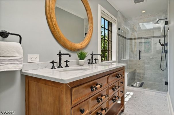 Bathroom, Dual Sink Vanities, Glass Shower, Interior, Recessed Lighting