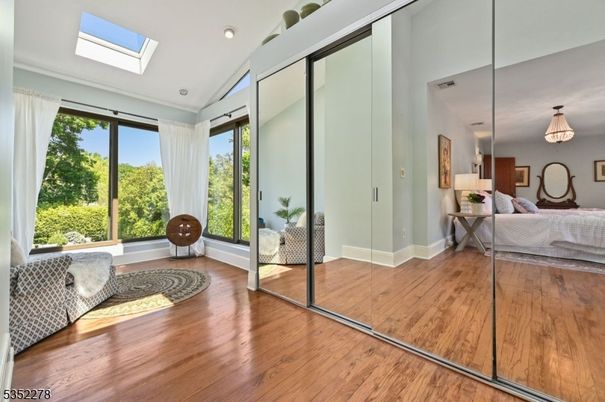 Bedroom, Interior, Pendant Lights, Recessed Lighting, Wood Texture Flooring