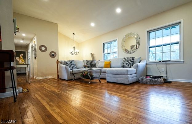 Interior, Living room, Pendant Lights, Recessed Lighting, Wood Texture Flooring