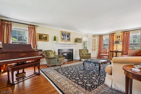 Fireplace, Interior, Living room, Piano, Wood Texture Flooring