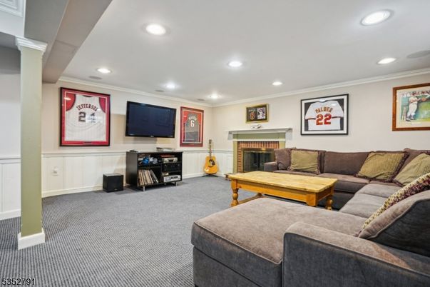 Fireplace, Interior, Living room, Recessed Lighting