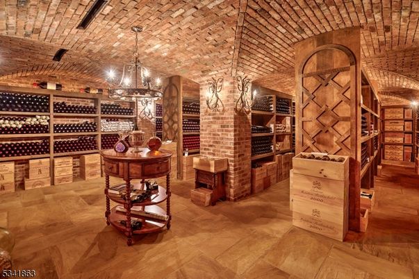 Chandelier, Interior, Pendant Lights, Stone Walls, Wine Storage