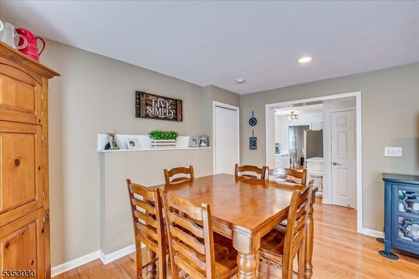 Dining room, Interior, Recessed Lighting, Wood Texture Flooring