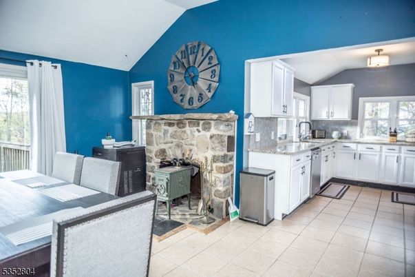 Dining room, Fireplace, Interior, Kitchen