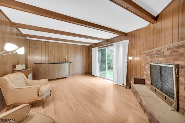 Fireplace, Interior, Stone Walls, Wooden Beams, Wood Texture Flooring, Wooden Walls