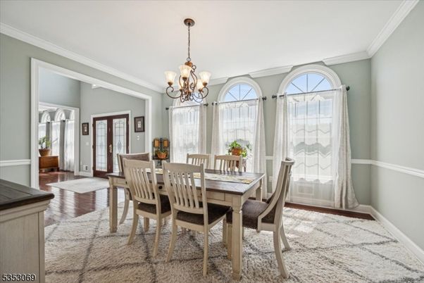Chandelier, Dining room, Interior, Wood Texture Flooring
