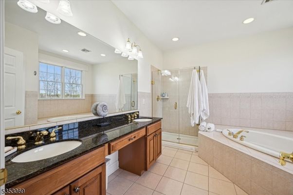 Bathroom, Dual Sink Vanities, Glass Shower, Interior, Recessed Lighting