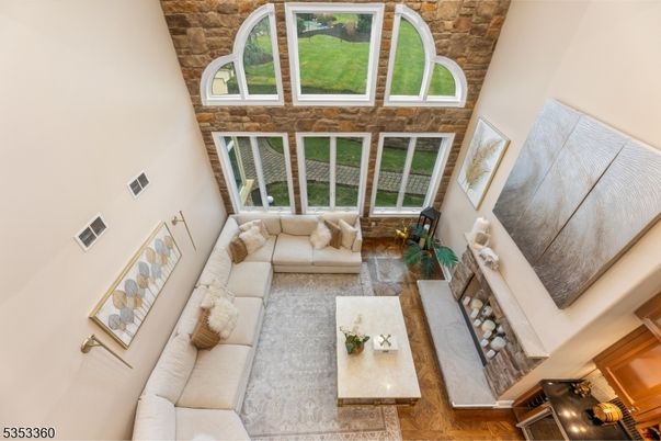 Interior, Living room, Stone Walls, Wood Texture Flooring