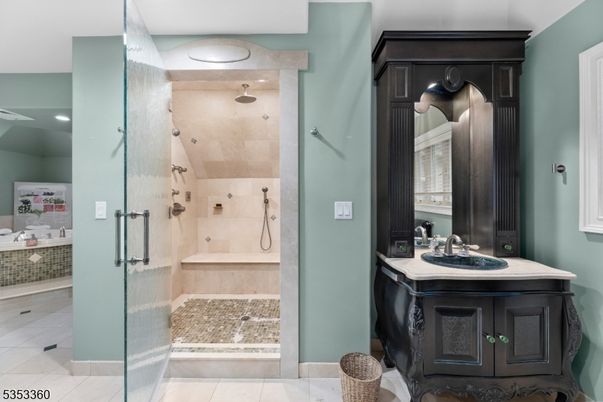 Bathroom, Glass Shower, Interior, Recessed Lighting