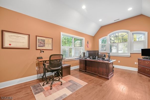 Home Office, Interior, Recessed Lighting, Wood Texture Flooring