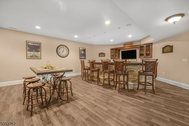 Dining room, Interior, Recessed Lighting, Wood Texture Flooring
