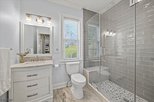 Bathroom, Glass Shower, Interior, Wood Texture Flooring