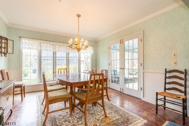 Chandelier, Dining room, Interior, Wood Texture Flooring
