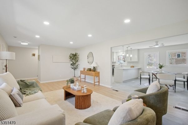 Dining room, Interior, Kitchen, Living room, Pendant Lights, Recessed Lighting, Wood Texture Flooring