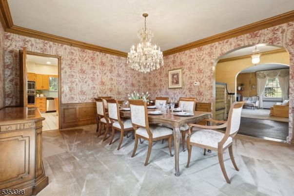 Chandelier, Dining room, Interior, Kitchen, Stainless Steel Appliances
