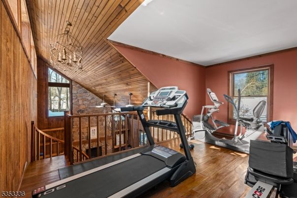Fitness Equipment, Interior, Wooden Ceilings, Wood Texture Flooring, Wooden Walls