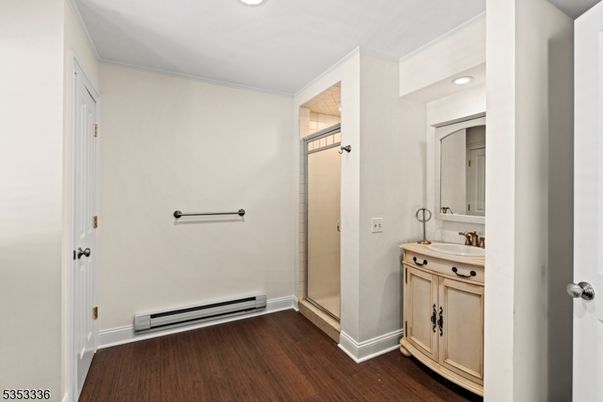 Bathroom, Interior, Recessed Lighting, Wood Texture Flooring