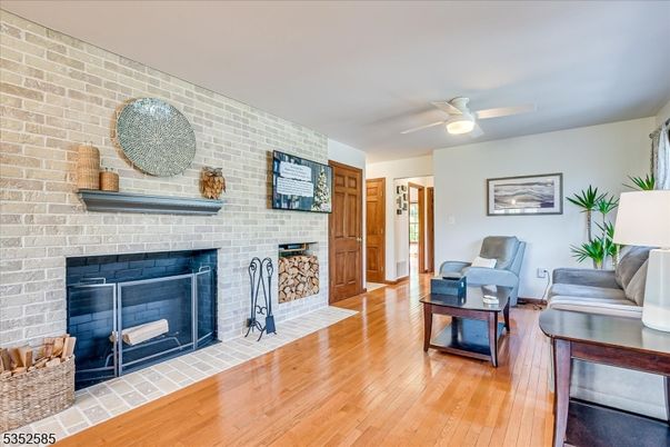 Fireplace, Interior, Living room, Stone Walls, Wood Texture Flooring