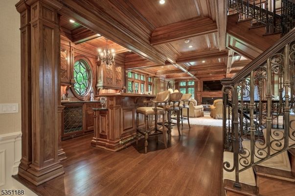 Chandelier, Interior, Recessed Lighting, Wooden Beams, Wooden Ceilings, Wood Texture Flooring