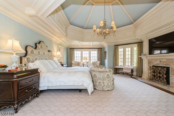 Bedroom, Chandelier, Fireplace, Interior, Recessed Lighting