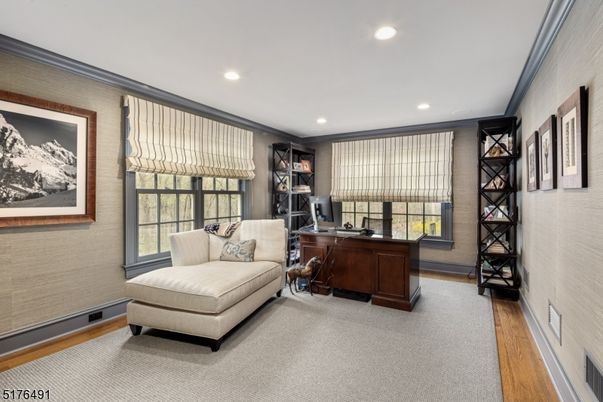 Home Office, Interior, Recessed Lighting, Wood Texture Flooring