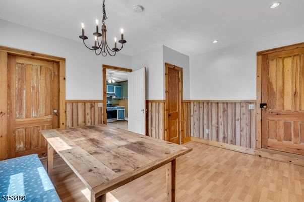Chandelier, Interior, Recessed Lighting, Wood Texture Flooring