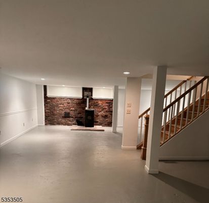Fireplace, Interior, Recessed Lighting, Stone Walls