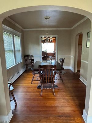 Chandelier, Dining room, Interior, Wood Texture Flooring