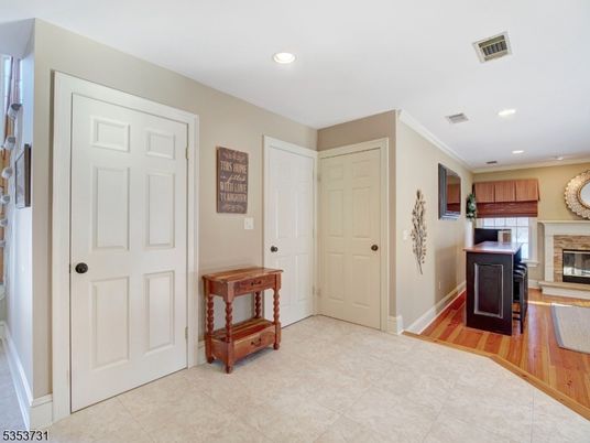 Fireplace, Interior, Recessed Lighting, Wood Texture Flooring