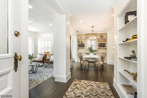 Dining room, Interior, Pendant Lights, Recessed Lighting, Wood Texture Flooring