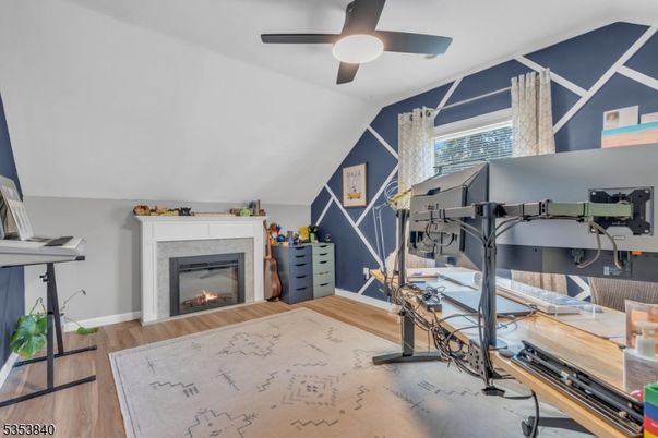 Fireplace, Home Office, Interior, Wood Texture Flooring