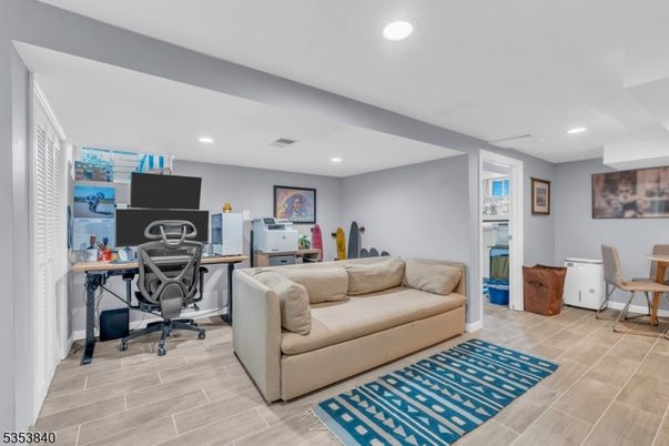 Home Office, Interior, Recessed Lighting, Wood Texture Flooring