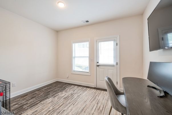 Home Office, Interior, Recessed Lighting, Wood Texture Flooring