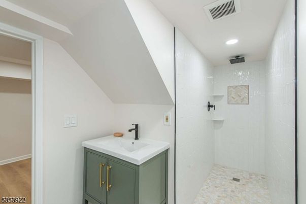 Bathroom, Interior, Recessed Lighting, Wood Texture Flooring