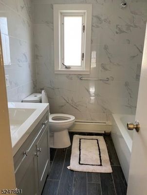 Bathroom, Interior, Marble Walls, Wood Texture Flooring