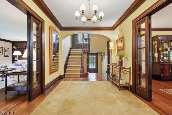 Chandelier, Home Office, Interior, Wood Texture Flooring