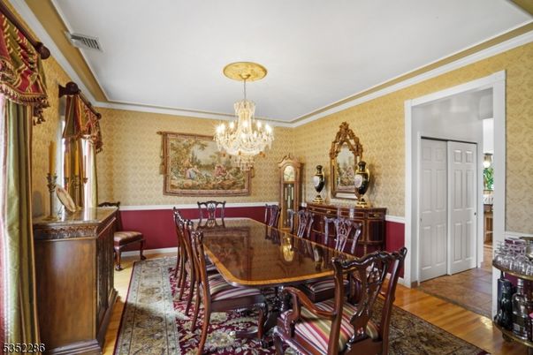 Chandelier, Dining room, Interior, Wood Texture Flooring
