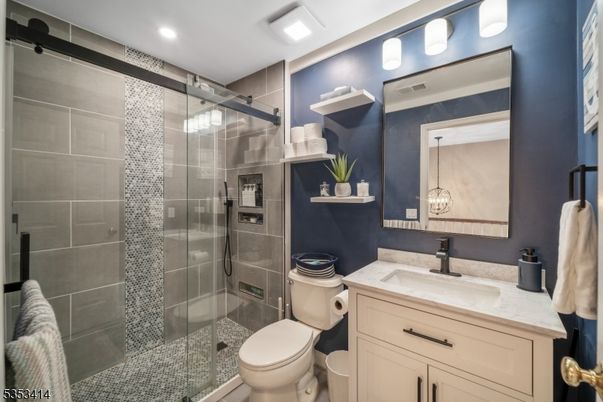 Bathroom, Glass Shower, Interior, Recessed Lighting