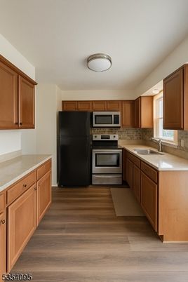 Interior, Kitchen, Stainless Steel Appliances, Wood Texture Flooring