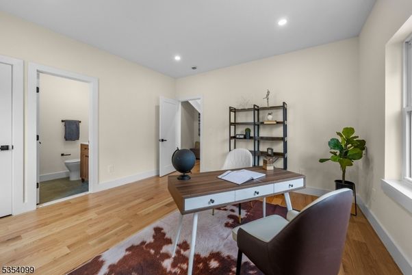 Home Office, Interior, Recessed Lighting, Wood Texture Flooring