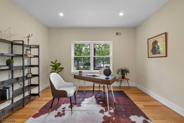 Home Office, Interior, Recessed Lighting, Wood Texture Flooring